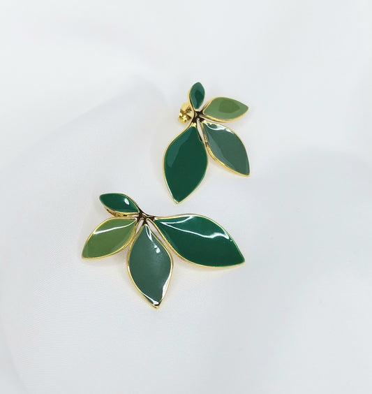 Boucles d'oreilles dorées L’orchidée verte