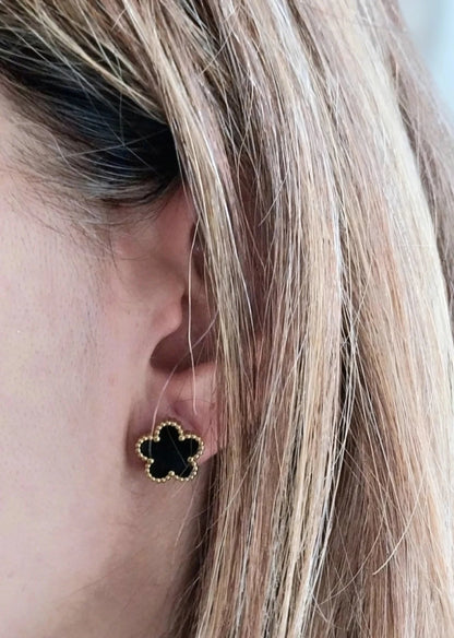 Boucles d'oreilles dorées La tulipe "reine de la nuit"